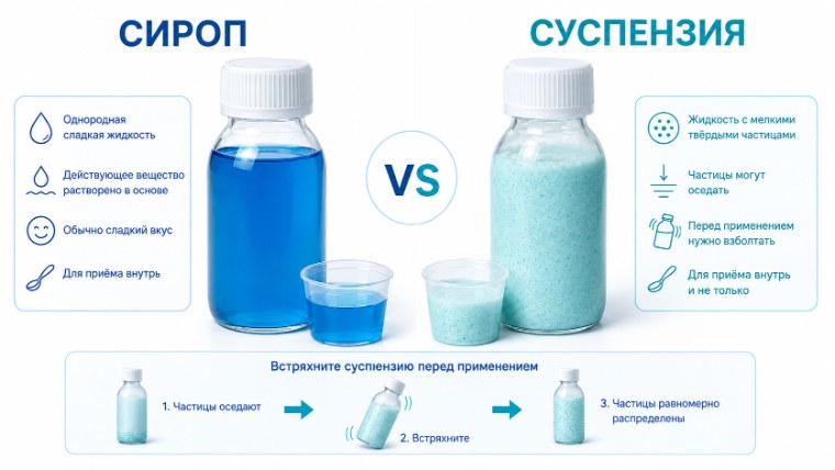 Сироп и суспензия: в чем разница
