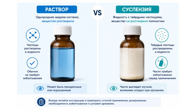Раствор и суспензия: в чем разница