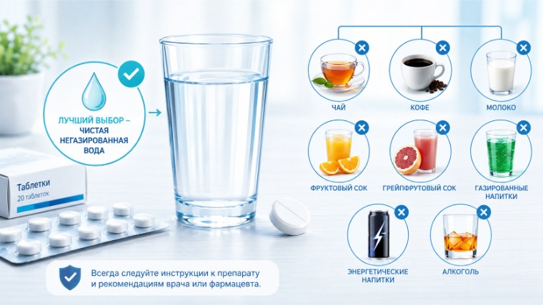 Чем можно запивать таблетки