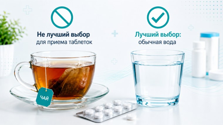 Можно ли запивать таблетки чаем