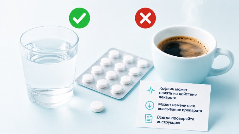 Можно ли запивать таблетки кофе