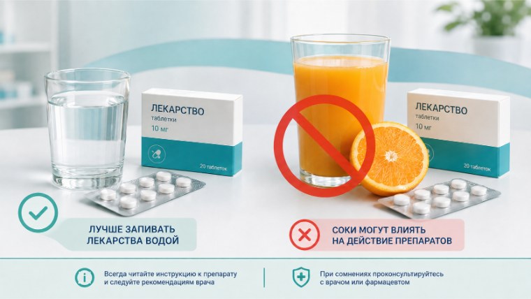 Можно ли запивать лекарства соком